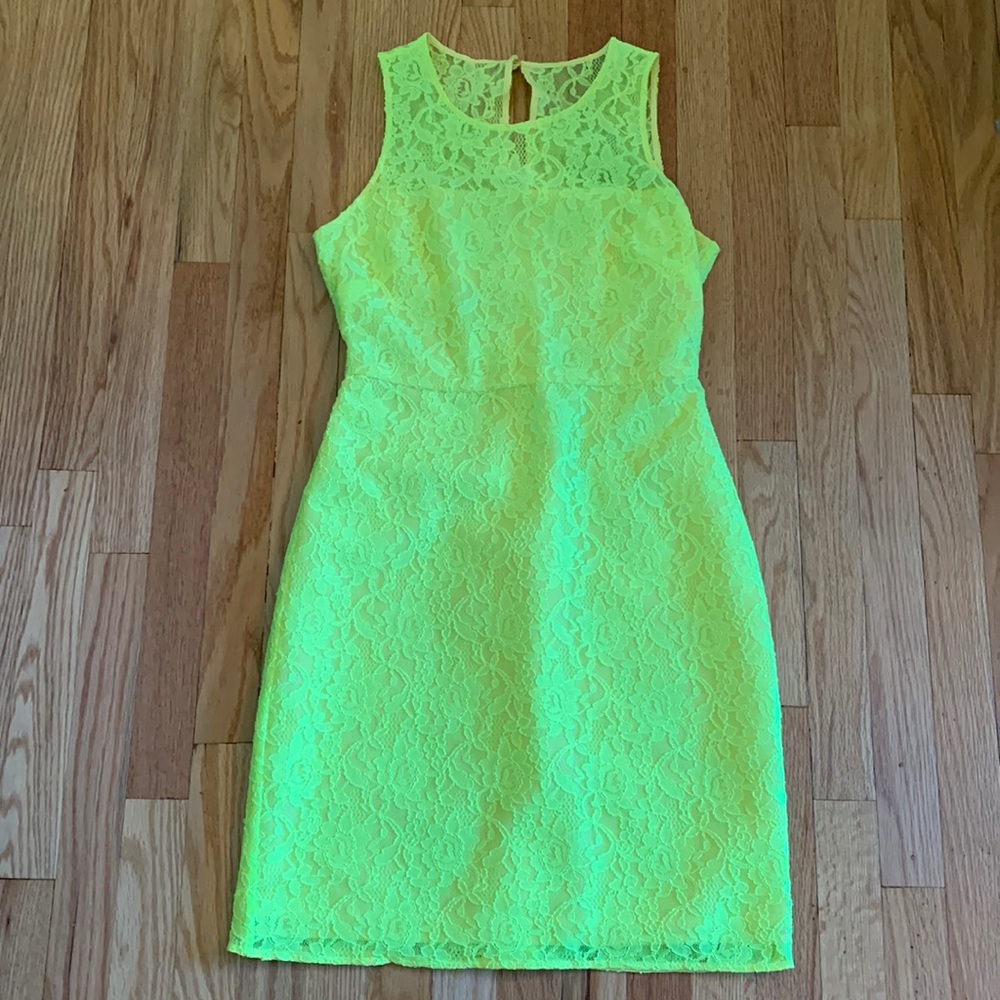 J Crew Neon Lace formal cocktail dress